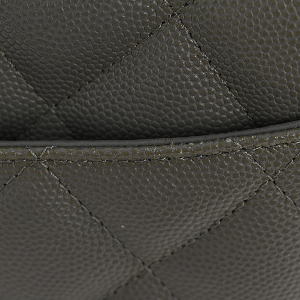 Caviar Quilted Jumbo Double Flap Grey At My store