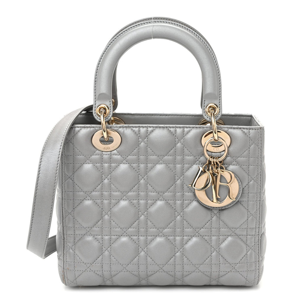 Pearly Lambskin Cannage Medium Lady Dior Grey AT My store