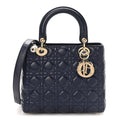 Lambskin Cannage Medium Lady Dior Navy Blue AT My store