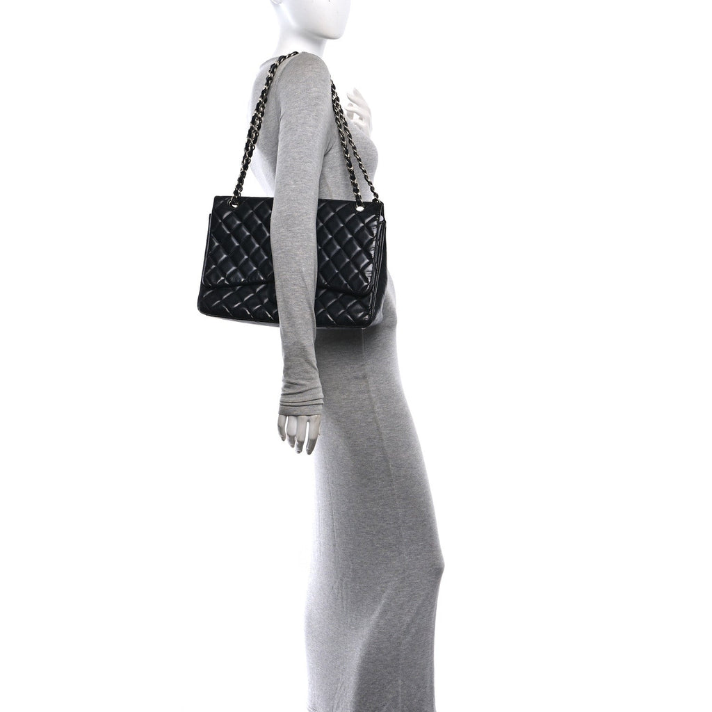 Lambskin Quilted Maxi Double Flap Black At My store