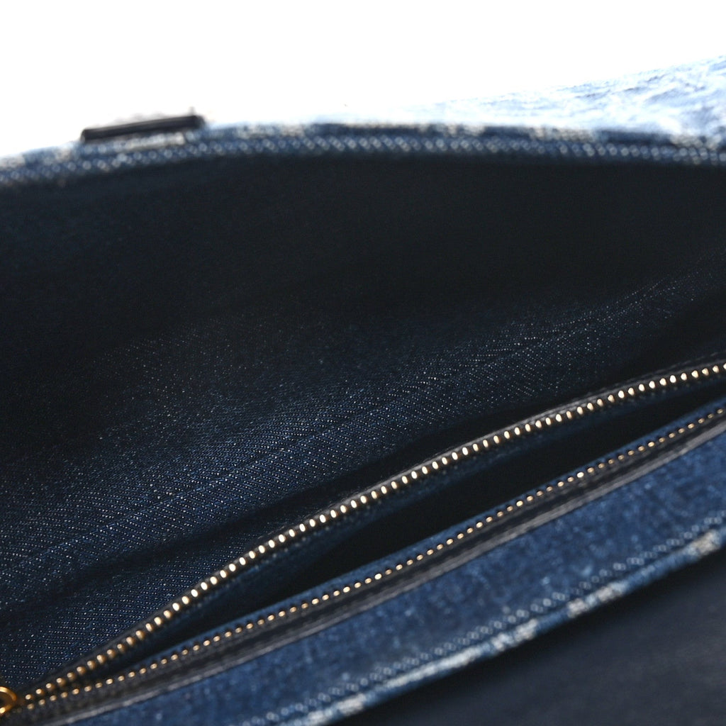 Denim Oblique Jacquard Saddle Bag With Strap Blue AT My store