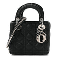 Metallic Calfskin Cannage Mini Lady Dior Black AT My store