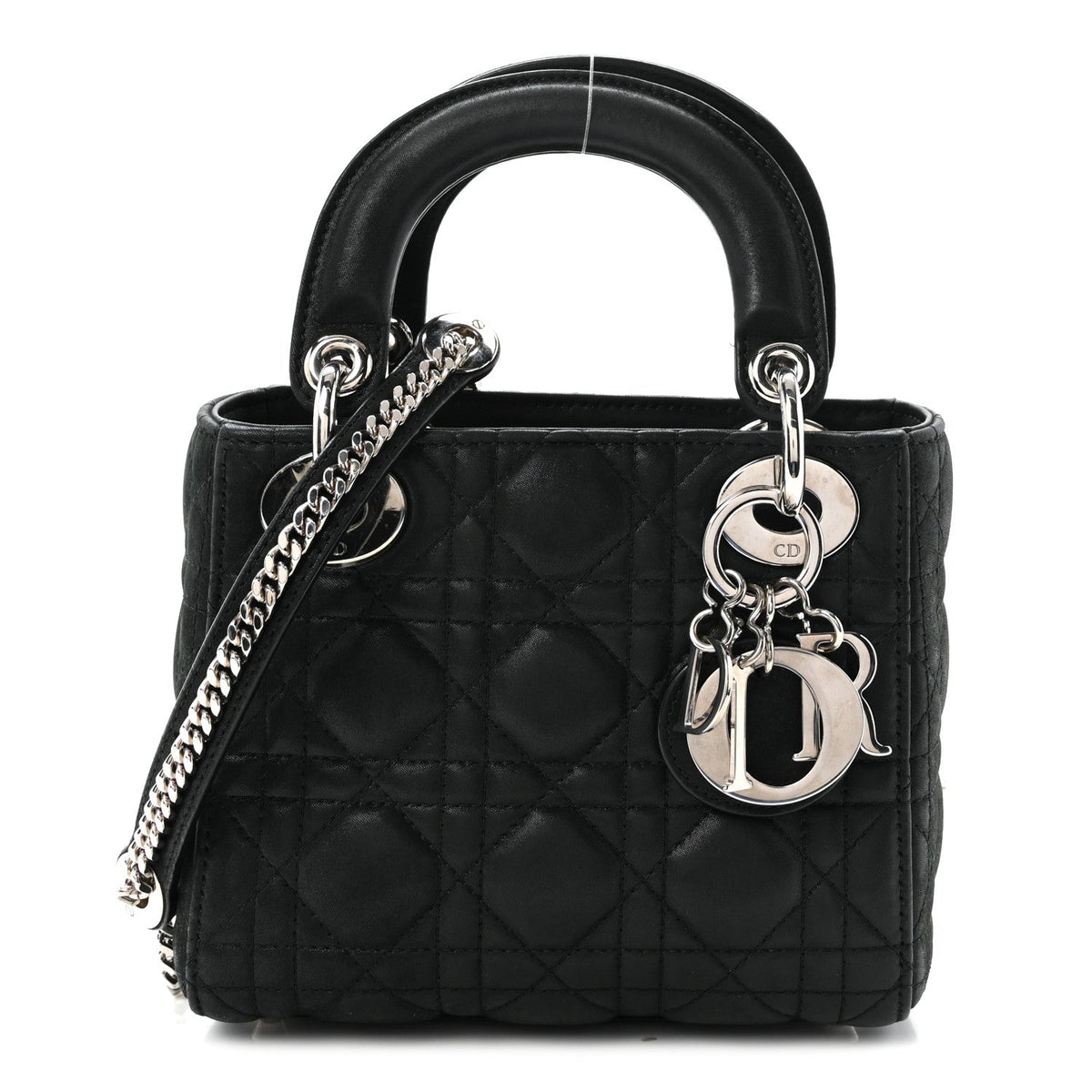 Metallic Calfskin Cannage Mini Lady Dior Black AT My store