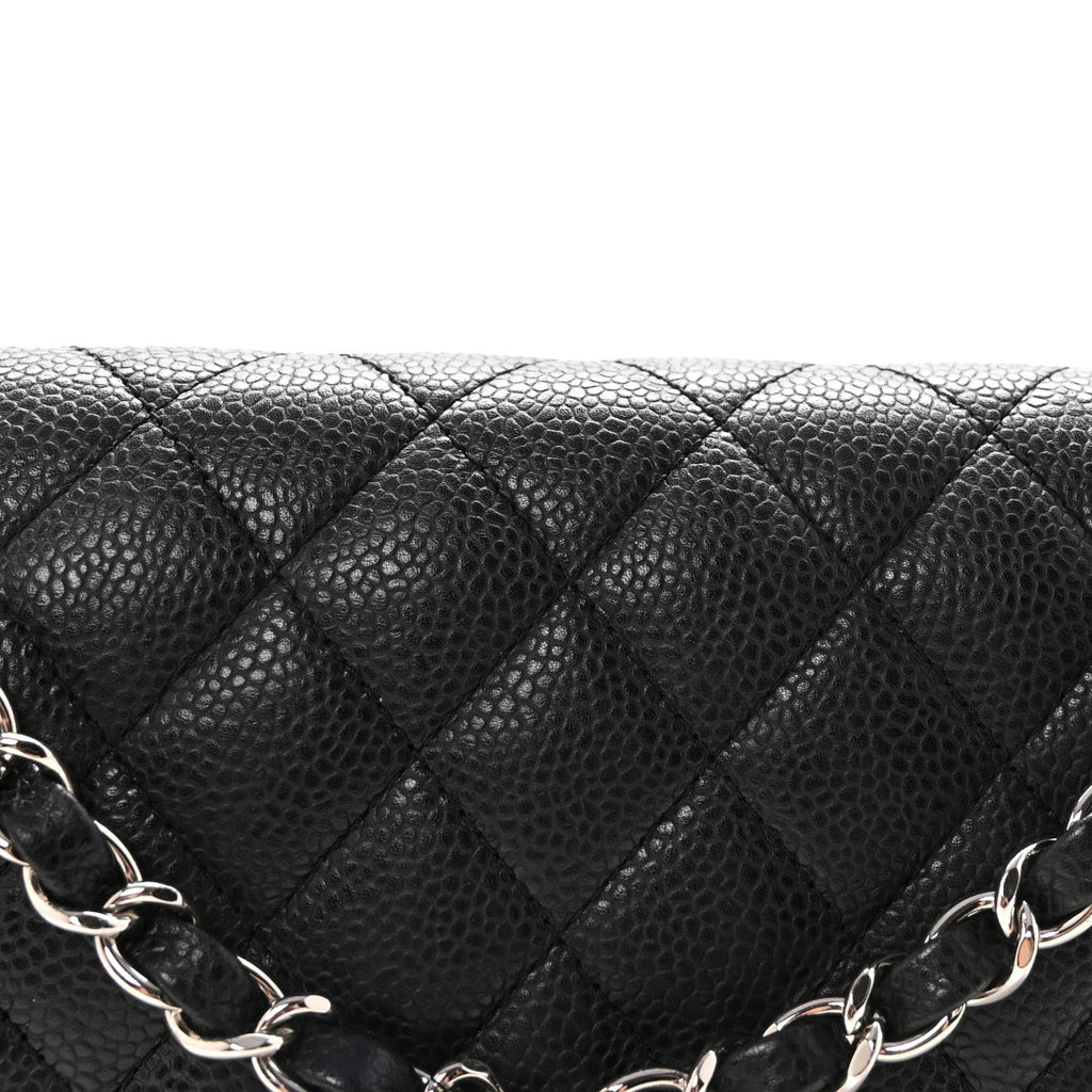 Caviar Quilted Medium Double Flap Black At My store