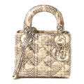 Metallic Snakeskin Cannage Mini Lady Dior Beige AT My store