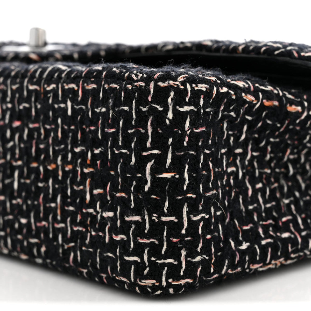 Tweed Quilted Medium Double Flap Black At My store