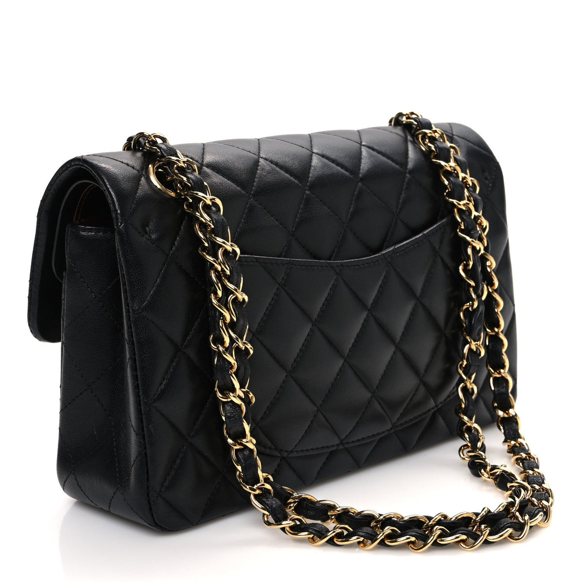 Lambskin Quilted Small Double Flap Black At My store