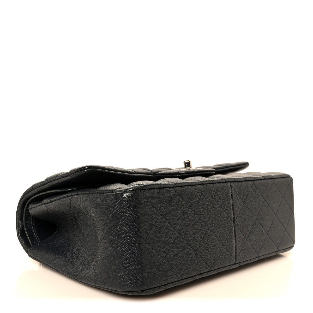 Caviar Quilted Jumbo Double Flap Navy Blue At My store