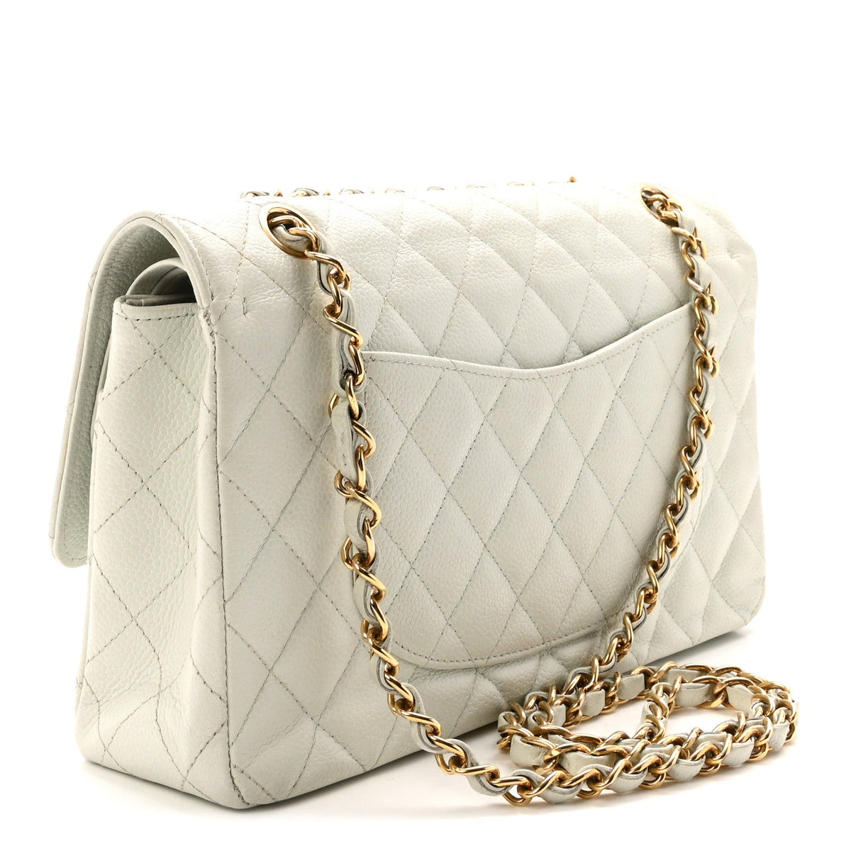 Caviar Quilted Medium Double Flap Light Blue At My store