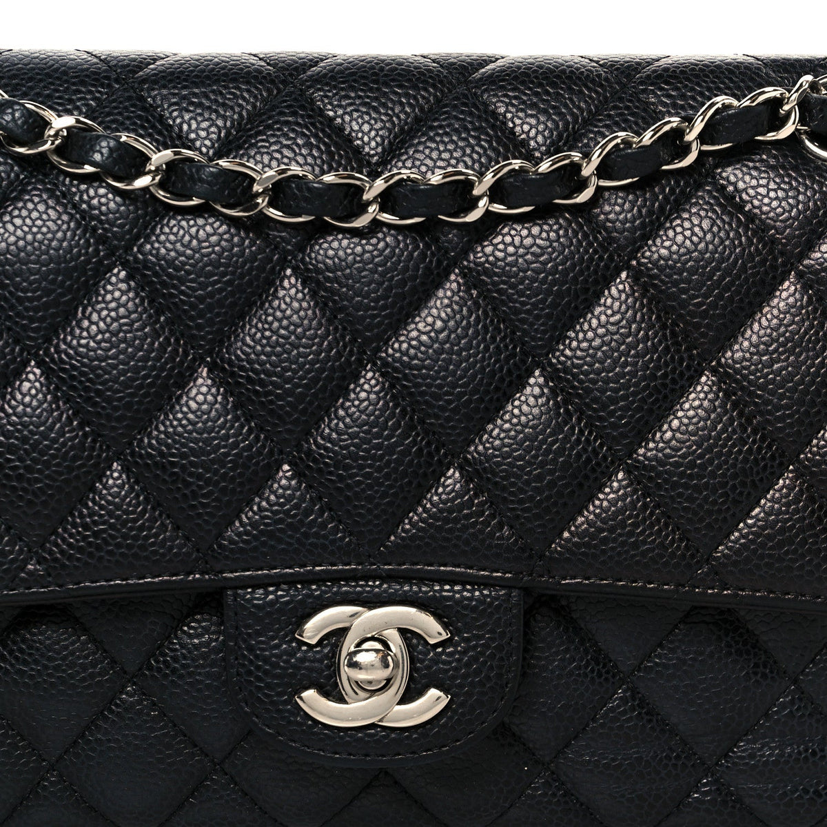 Caviar Quilted Medium Double Flap Black At My store