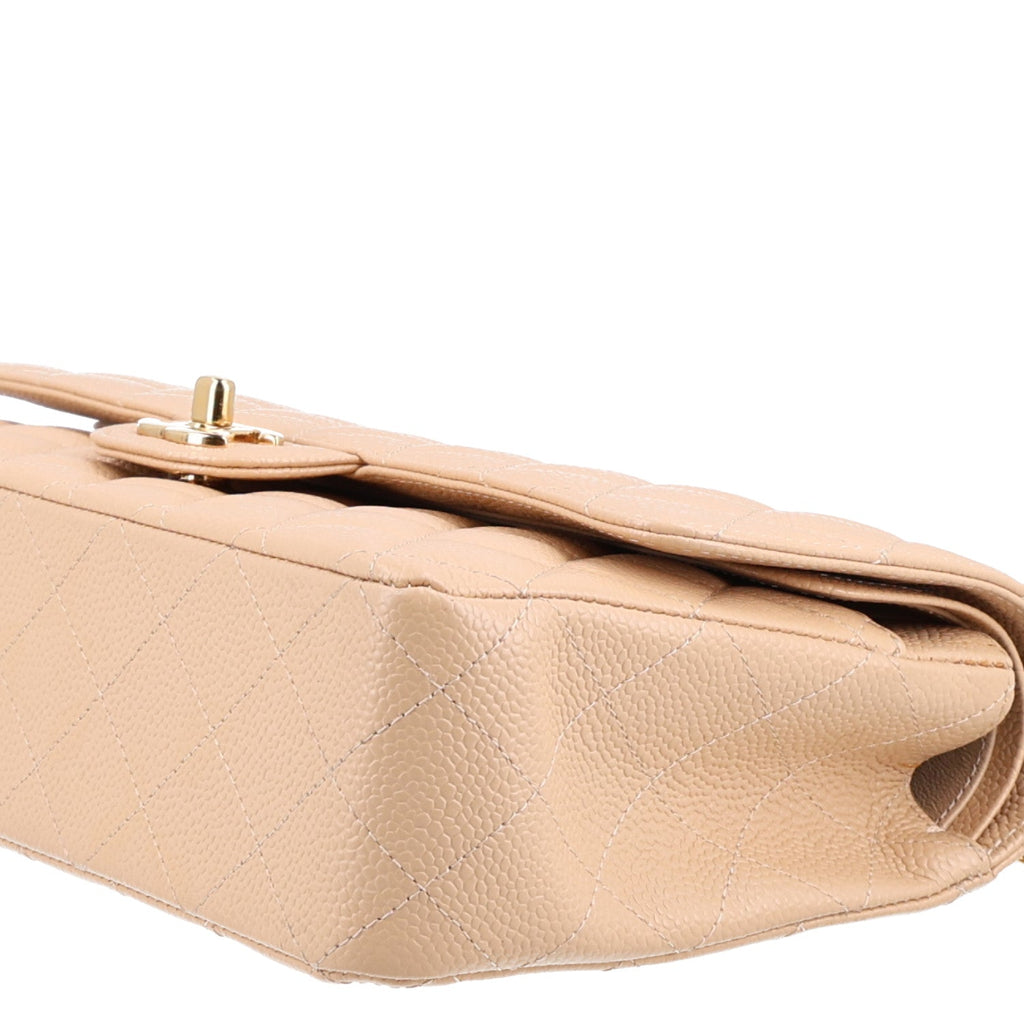 Caviar Quilted Medium Double Flap Beige At My store
