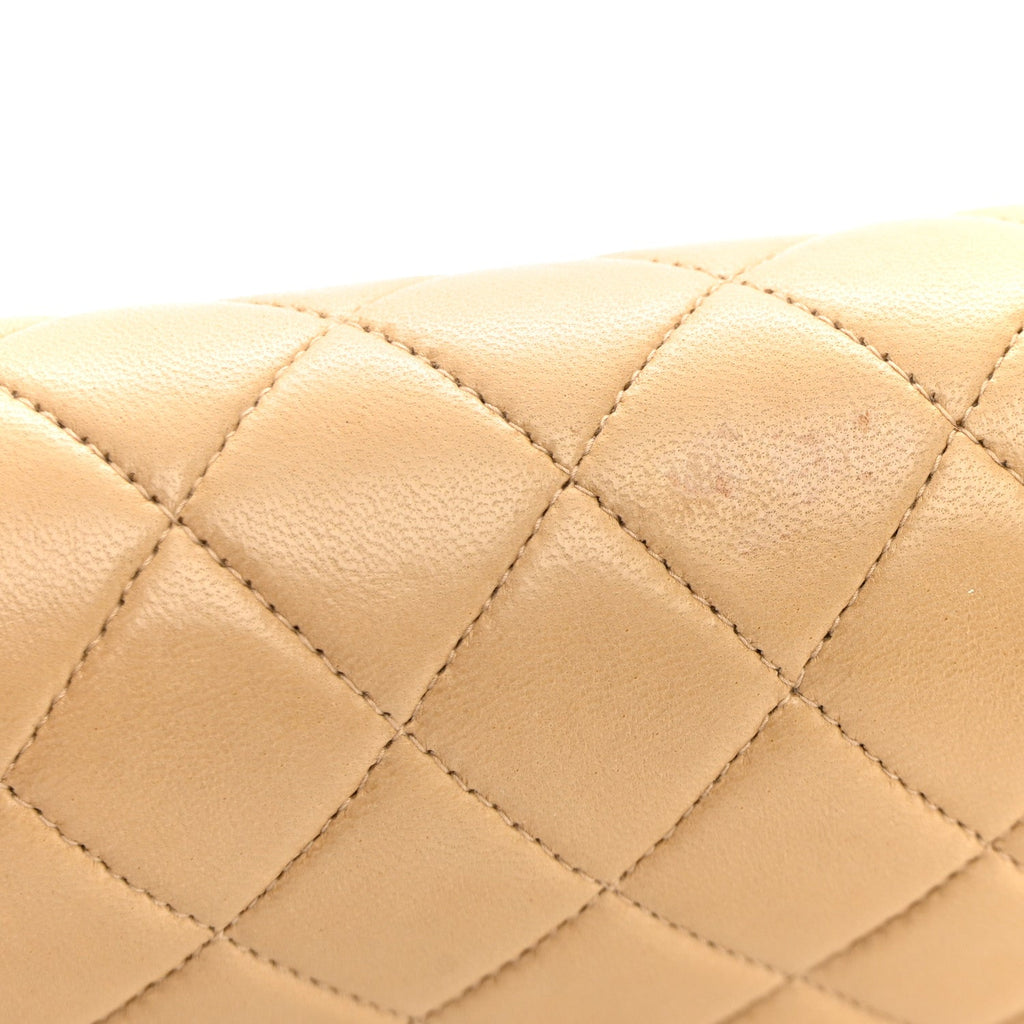 Lambskin Quilted Medium Double Flap Beige At My store