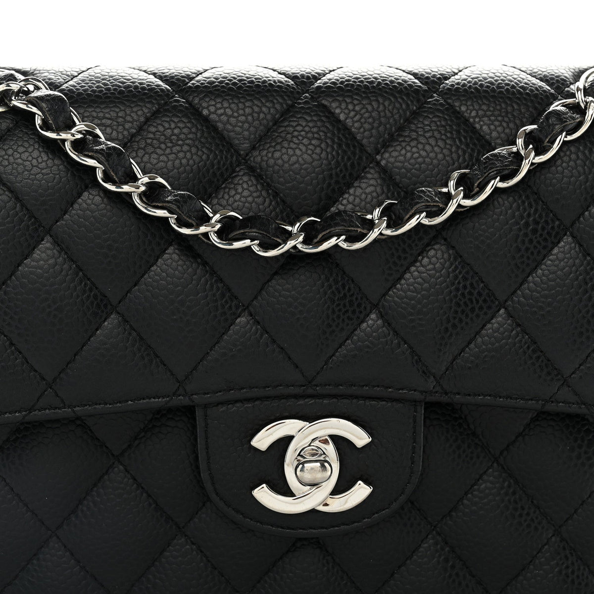 Caviar Quilted Small Double Flap Black At My store