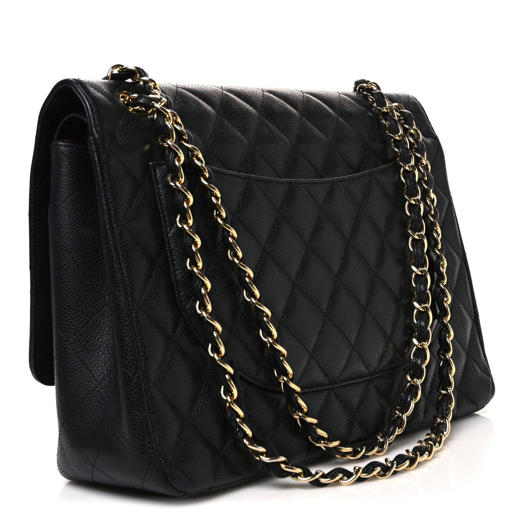 Caviar Quilted Maxi Double Flap Black At My store