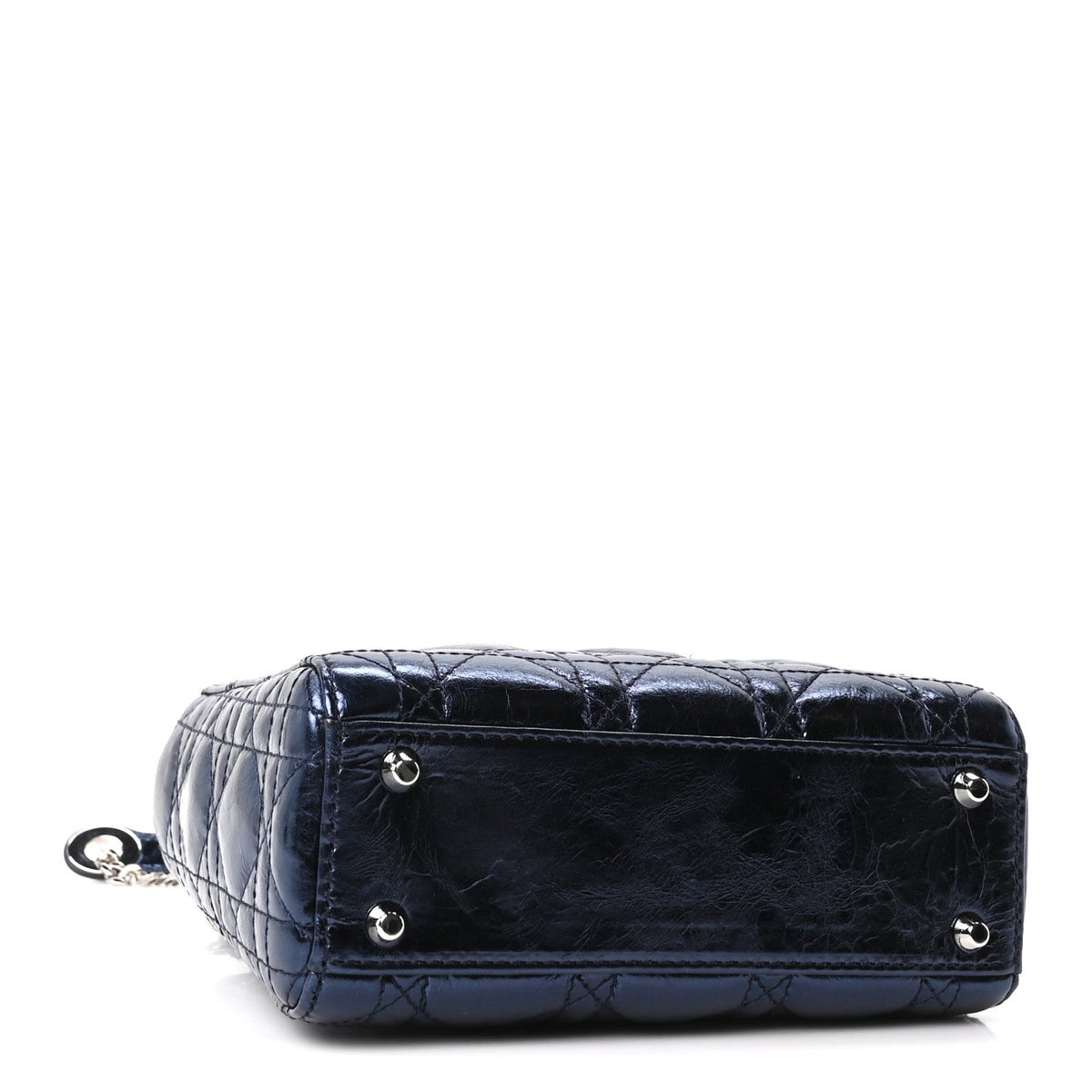 Metallic Crinkled Lambskin Cannage Mini Lady Dior Blue AT My store