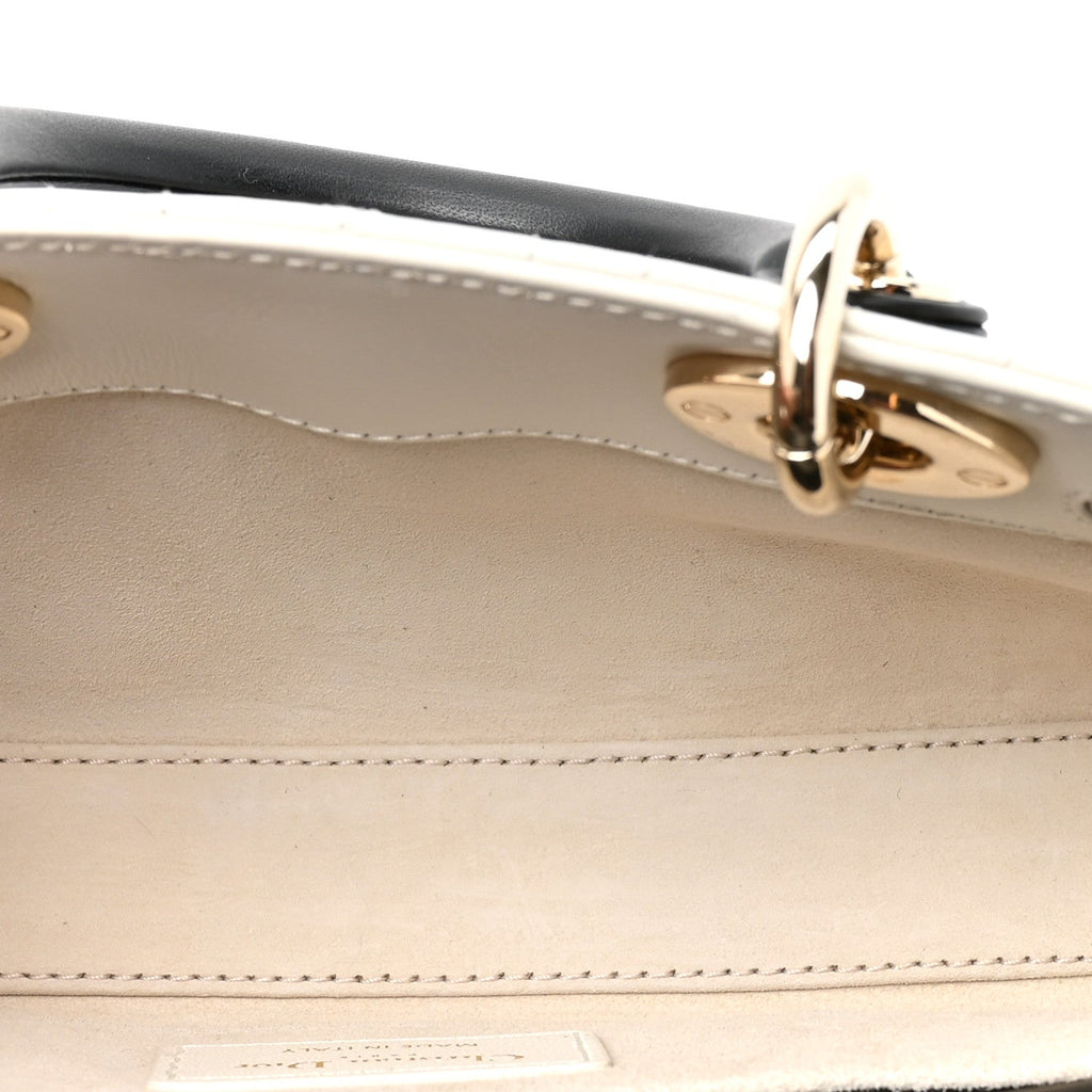 Lambskin Cannage Small Lady D-Joy Latte Black AT My store
