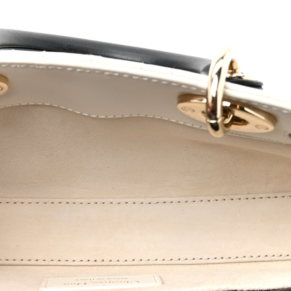 Lambskin Cannage Small Lady D-Joy Latte Black AT My store