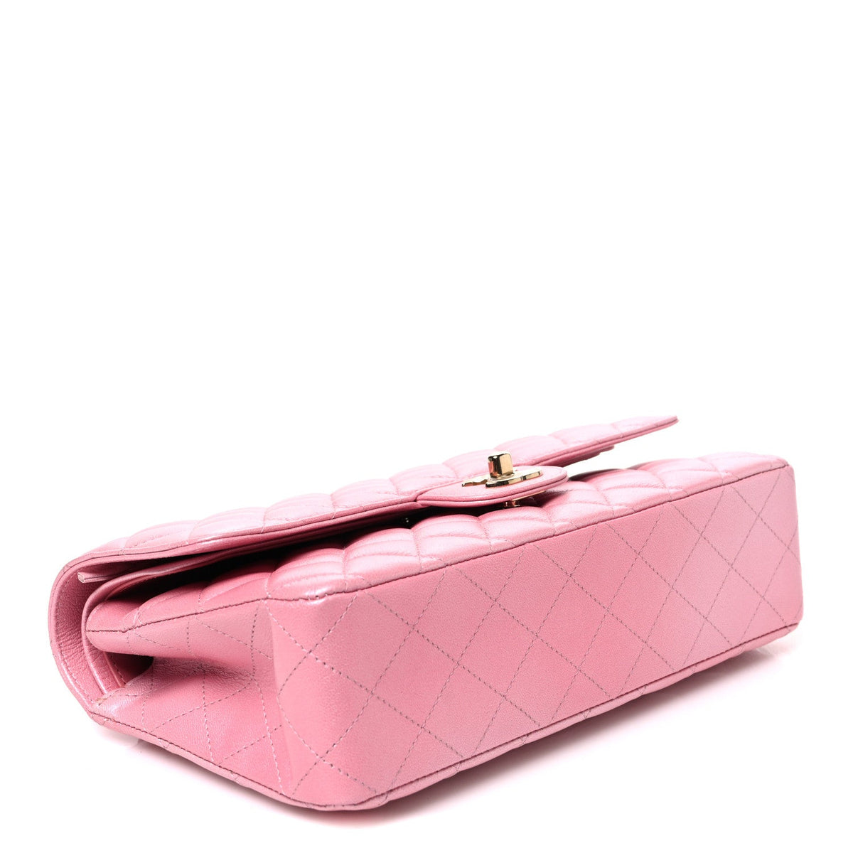 Iridescent Caviar Quilted Medium Double Flap Rose Pink At My store