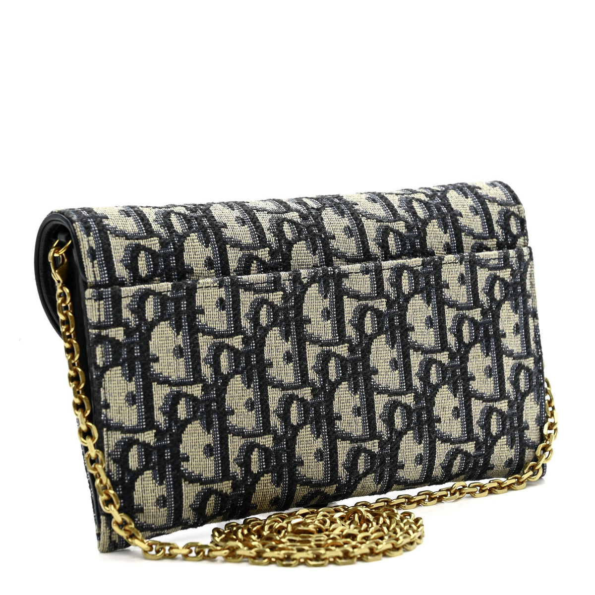 Oblique Saddle Chain Long Wallet Blue AT My store