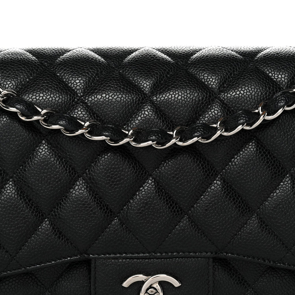 Caviar Quilted Jumbo Double Flap Black At My store