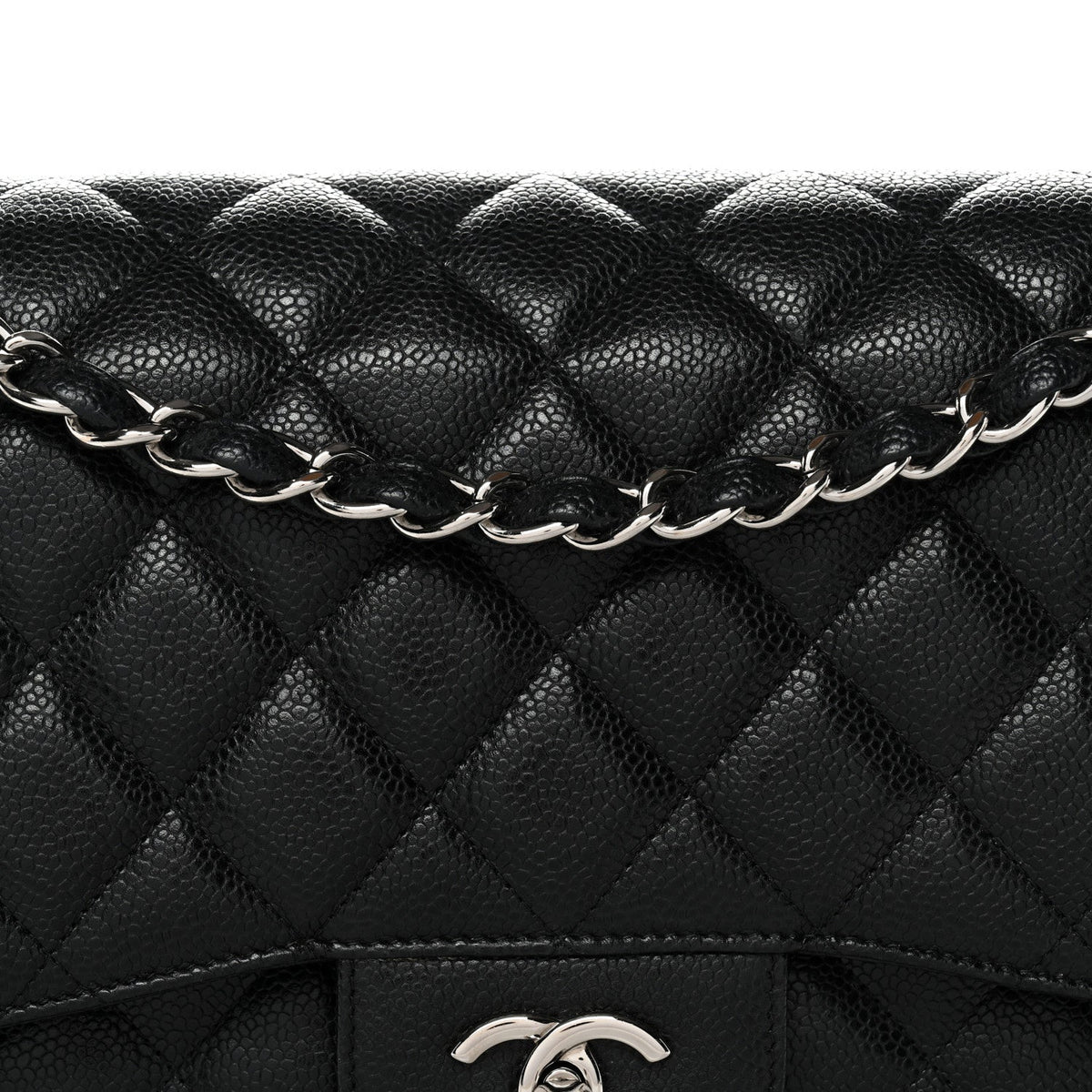 Caviar Quilted Jumbo Double Flap Black At My store