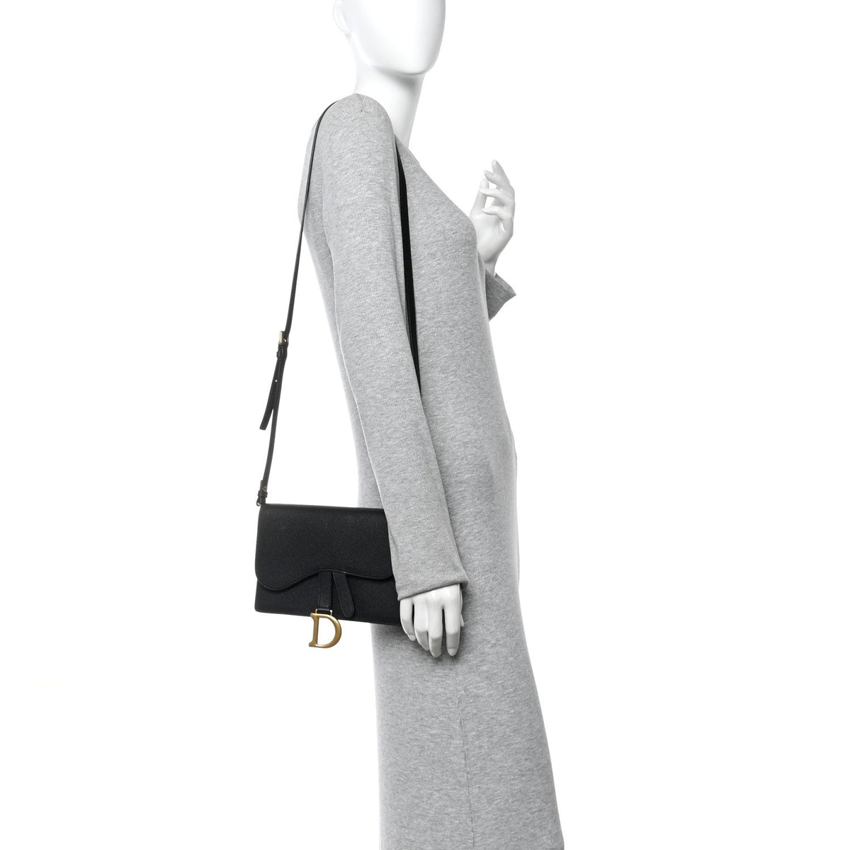 Grained Calfskin Saddle Pouch Bag Black AT My store