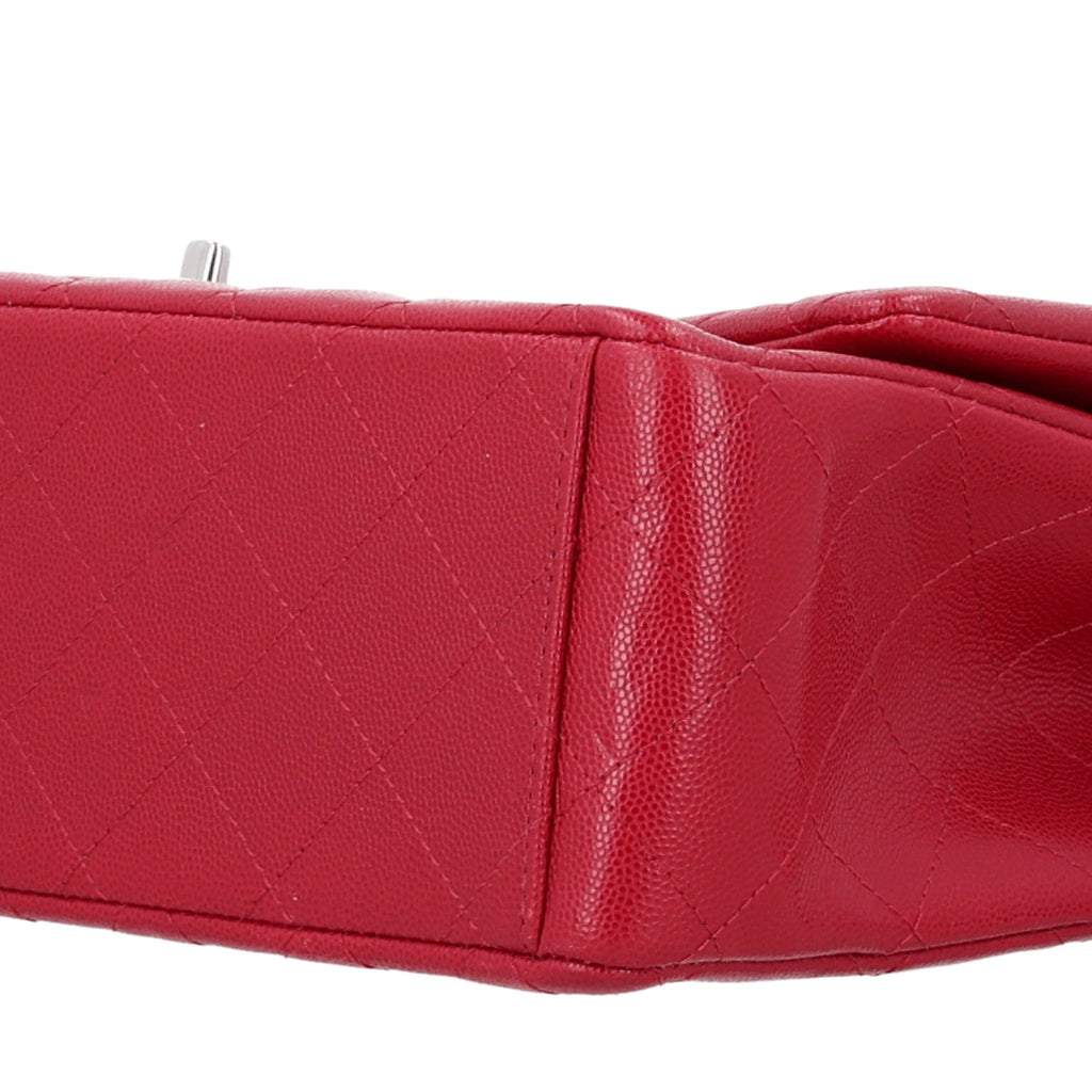 Caviar Quilted Maxi Double Flap Dark Red At My store