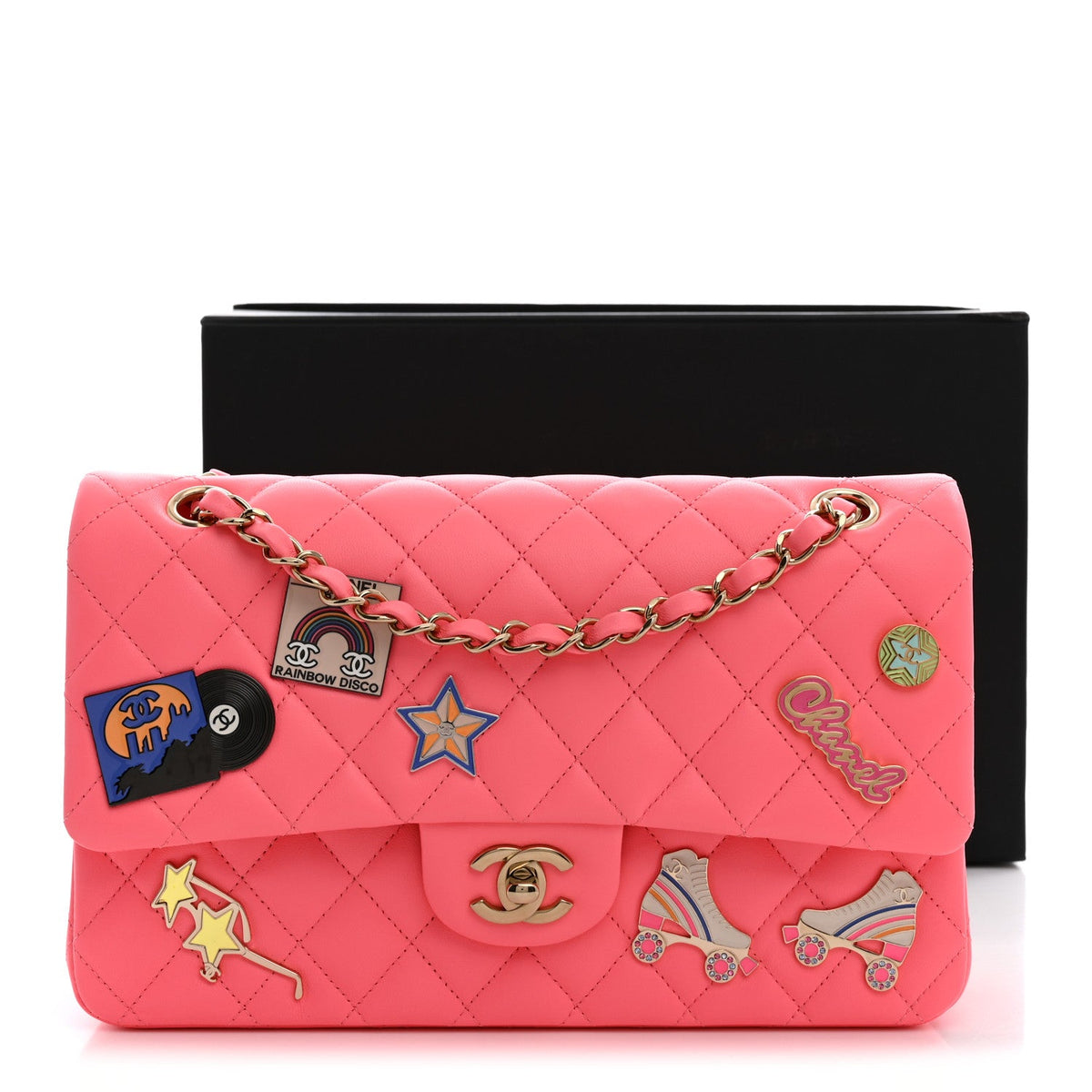 Lambskin Quilted Medium Hollywood Charms Double Flap Coral Pink At My store