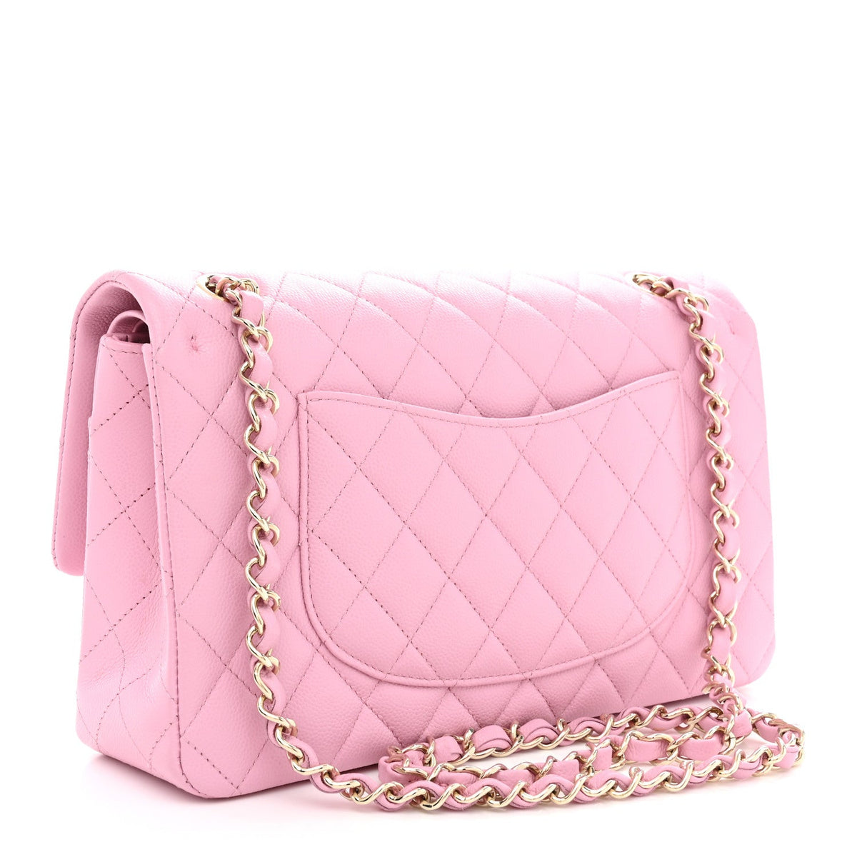 Caviar Quilted Medium Double Flap Light Pink At My store