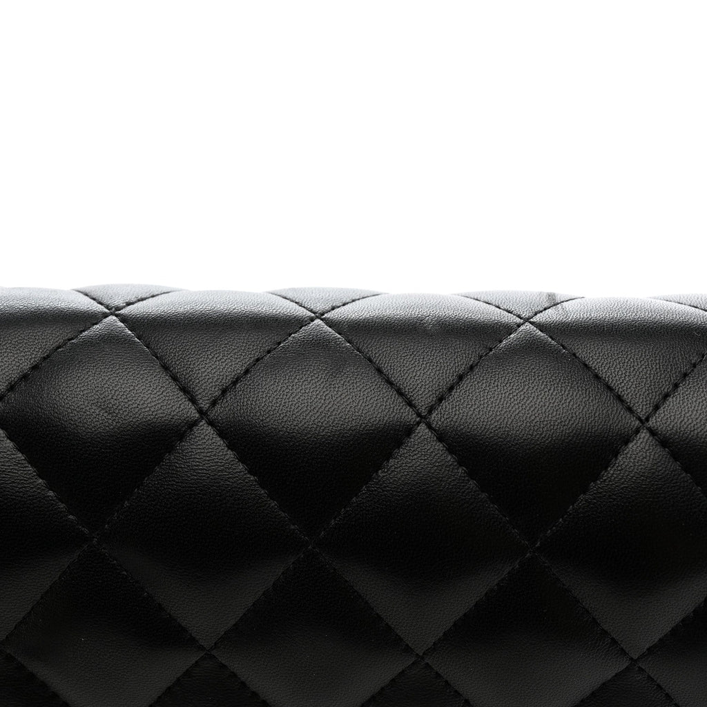 Lambskin Quilted Jumbo Double Flap Black At My store