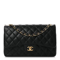 Lambskin Quilted Jumbo Double Flap Black At My store
