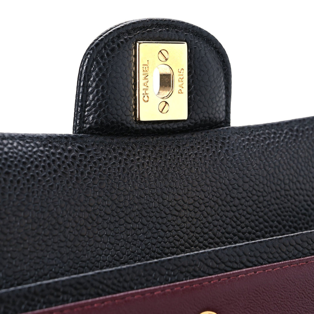 Caviar Quilted Medium Double Flap Black At My store