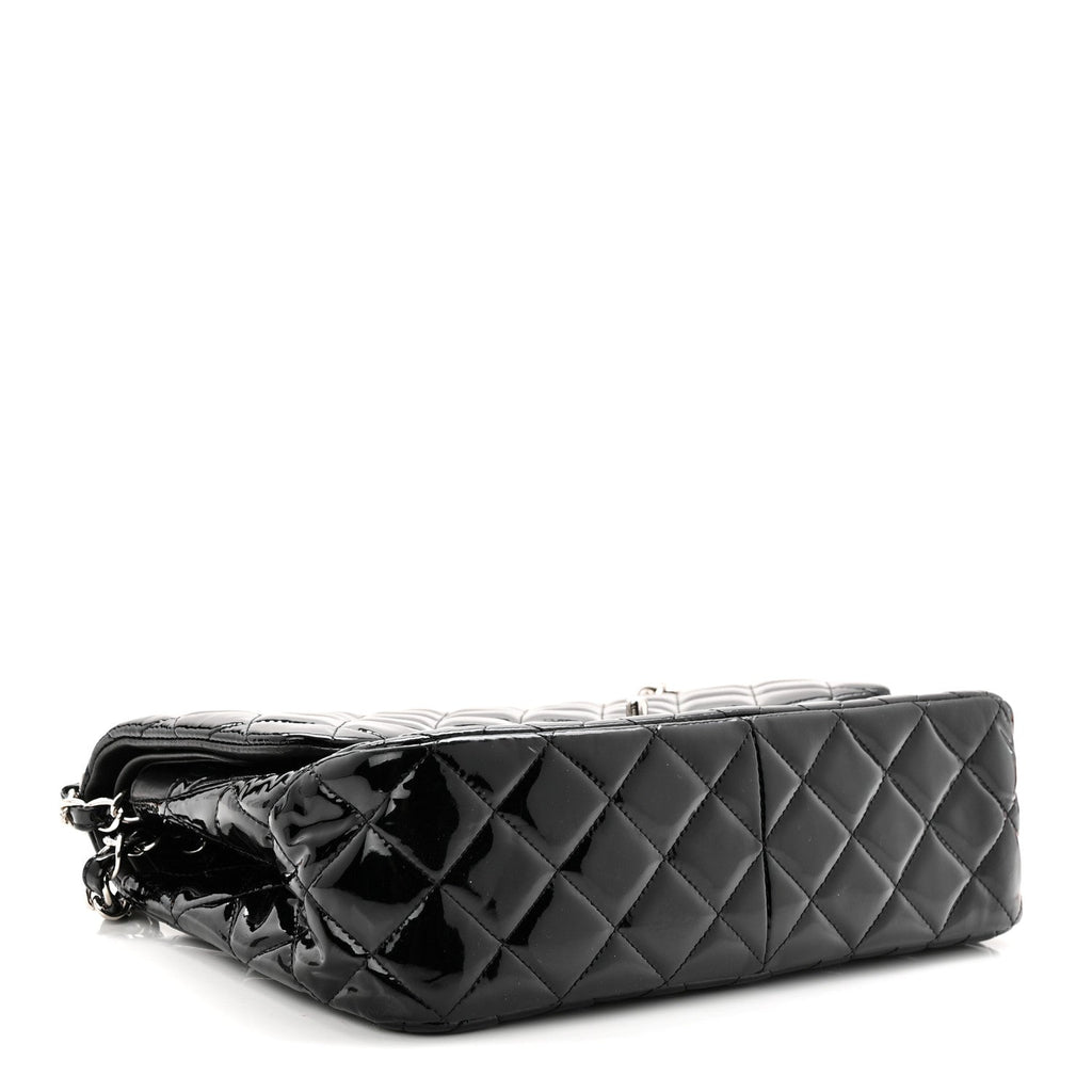 Patent Quilted Jumbo Double Flap Black At My store