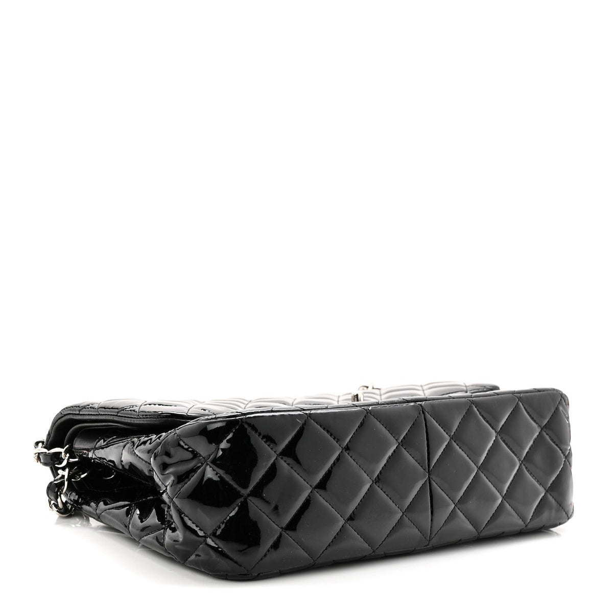 Patent Quilted Jumbo Double Flap Black At My store