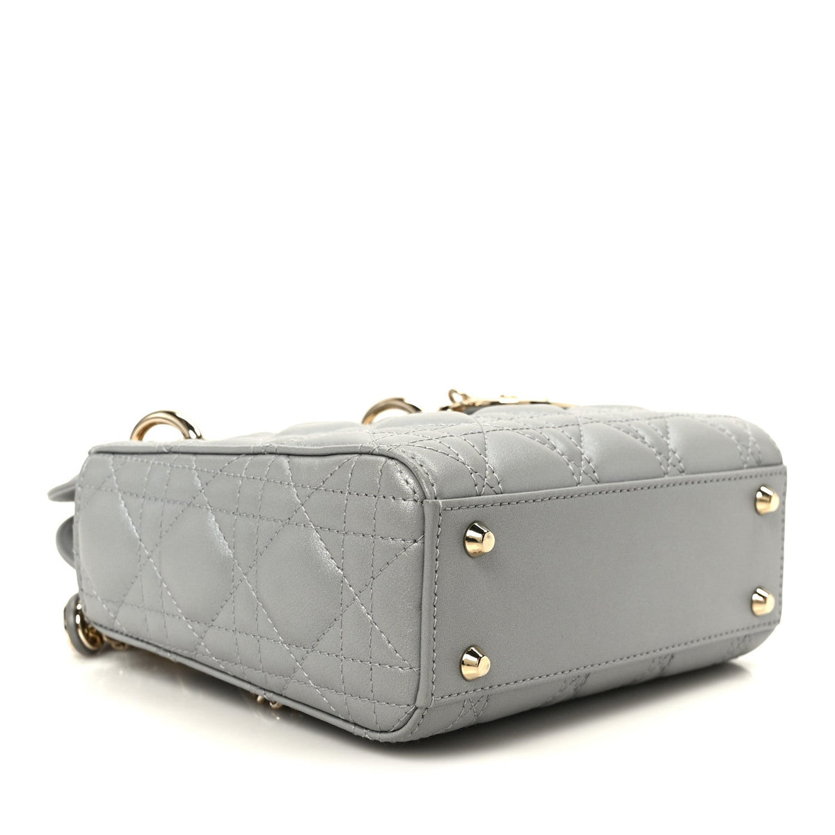 Metallic Lambskin Cannage Mini Lady Dior Grey AT My store