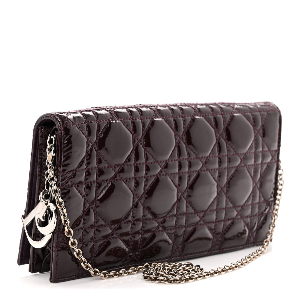 Patent Cannage Lady Dior Chain Wallet Purple AT My store