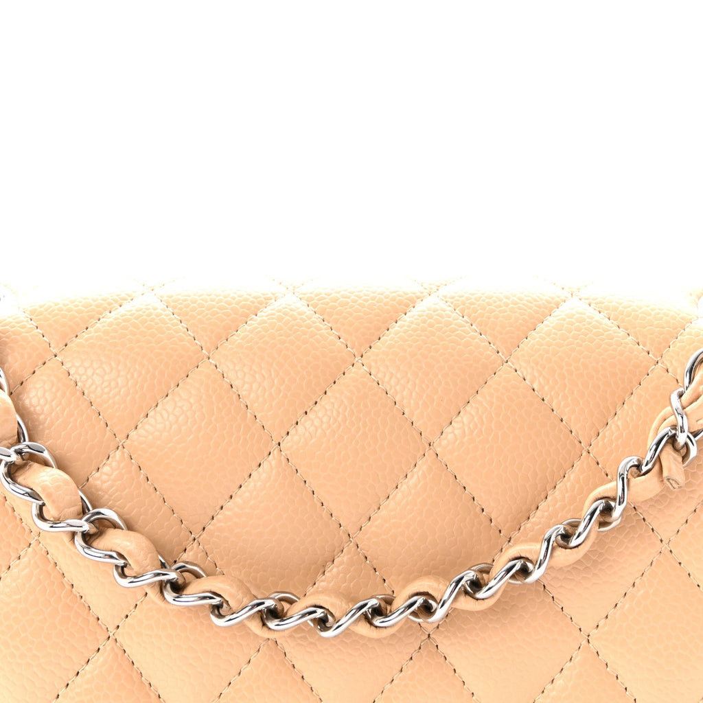 Caviar Quilted Medium Double Flap Beige At My store