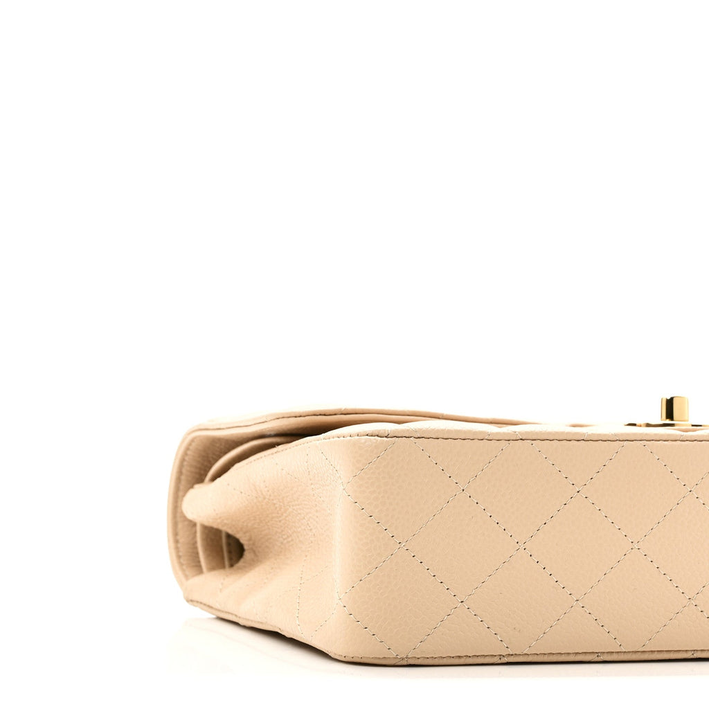 Caviar Quilted Medium Double Flap Beige At My store