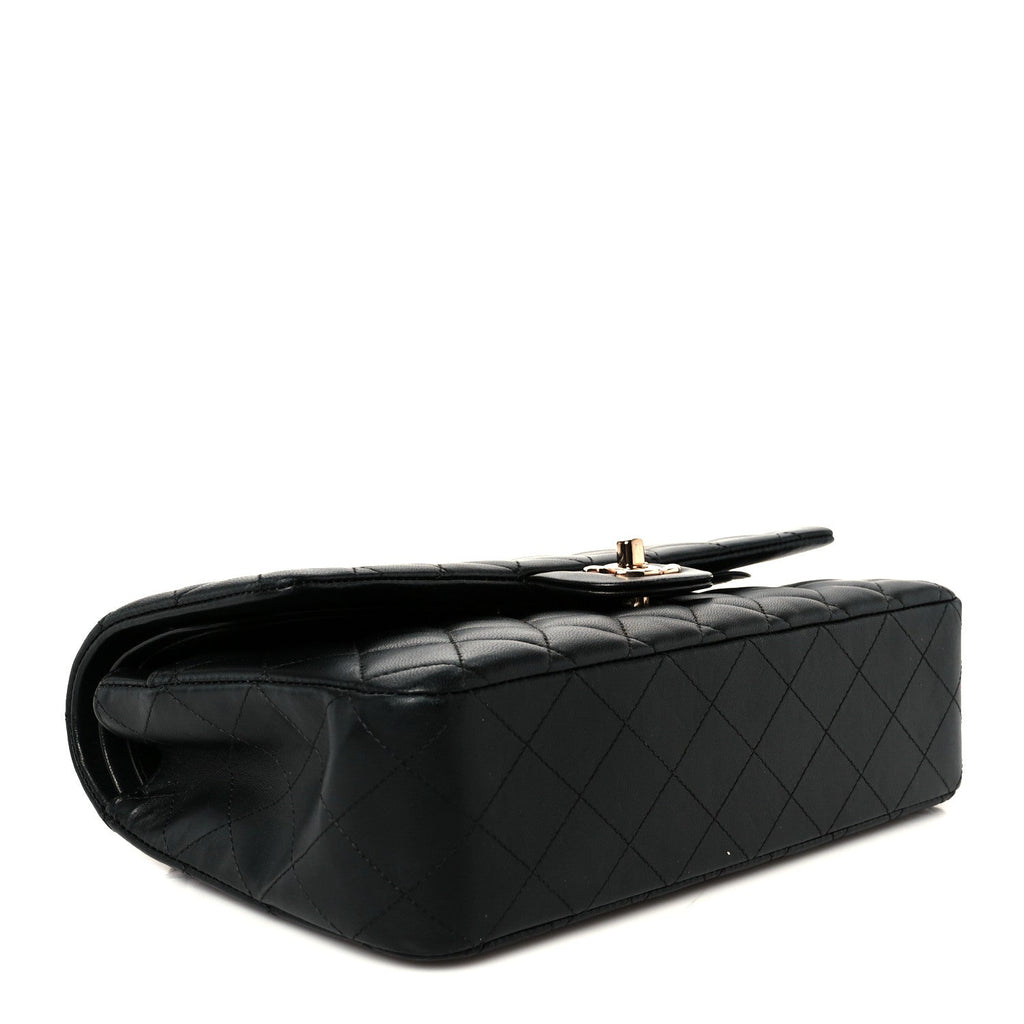 Lambskin Quilted Medium Double Flap Black At My store