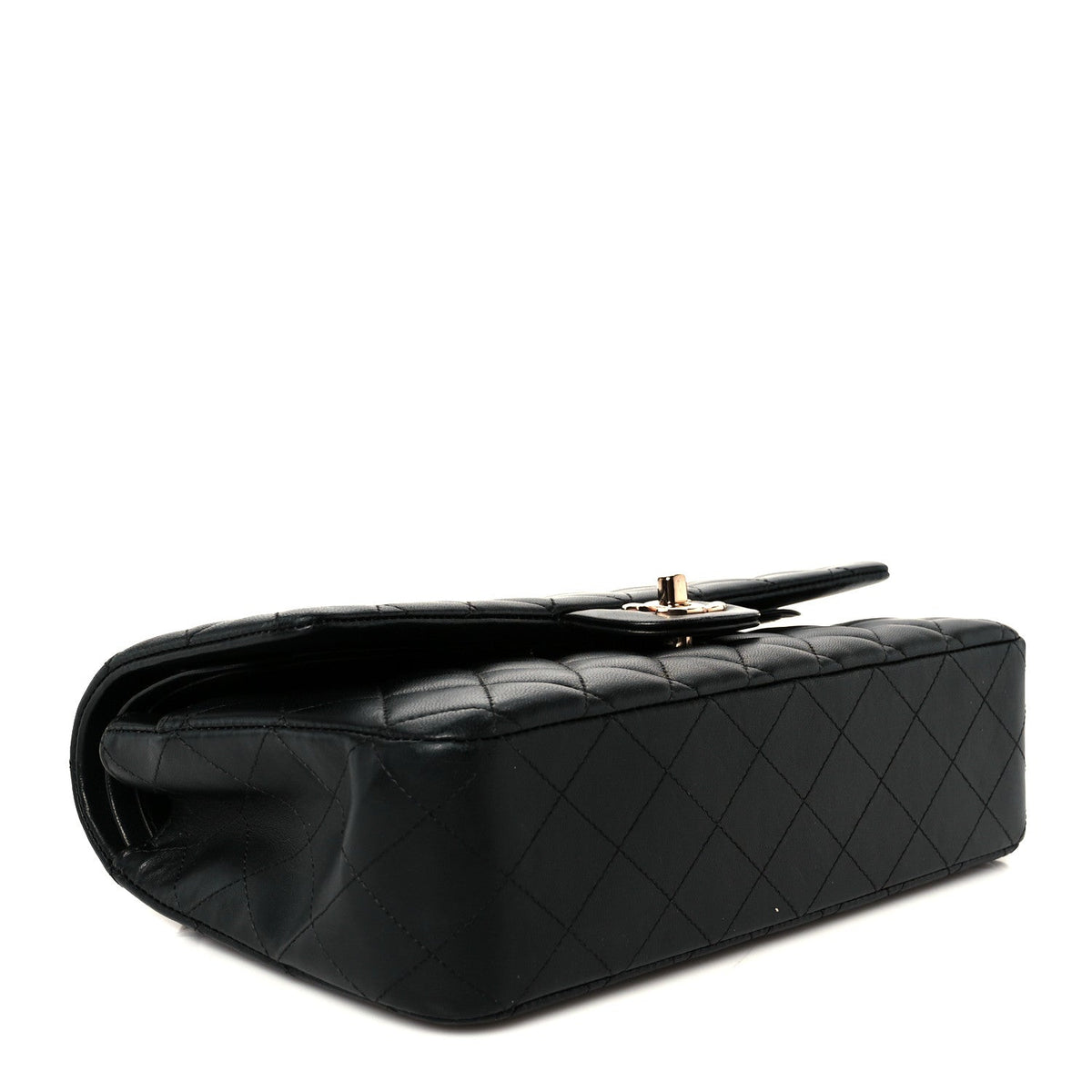 Lambskin Quilted Medium Double Flap Black At My store