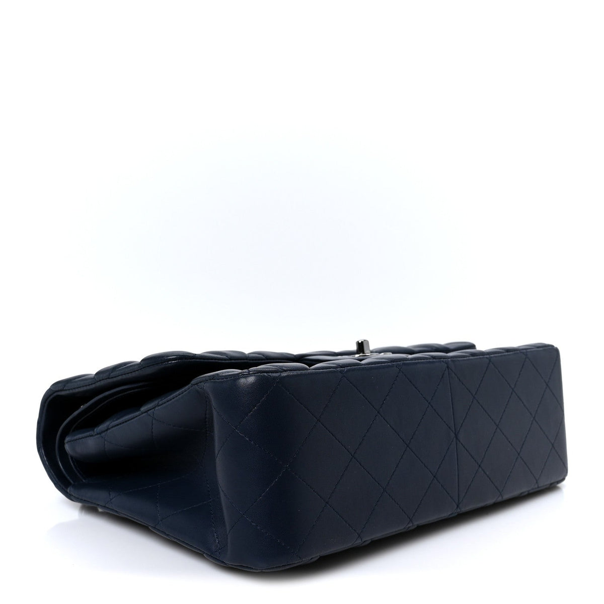 Lambskin Quilted Jumbo Double Flap Navy At My store