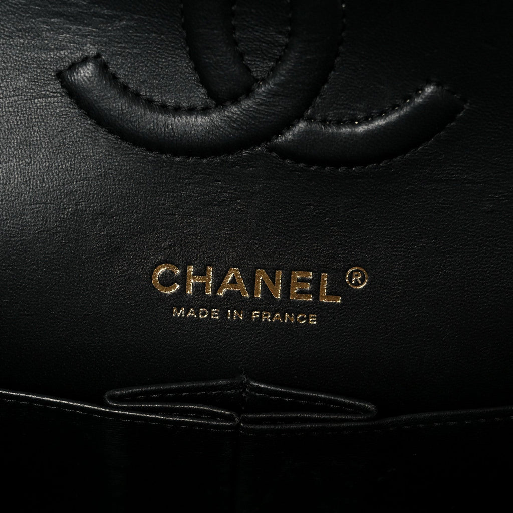 Lambskin Quilted Medium Double Flap Black At My store