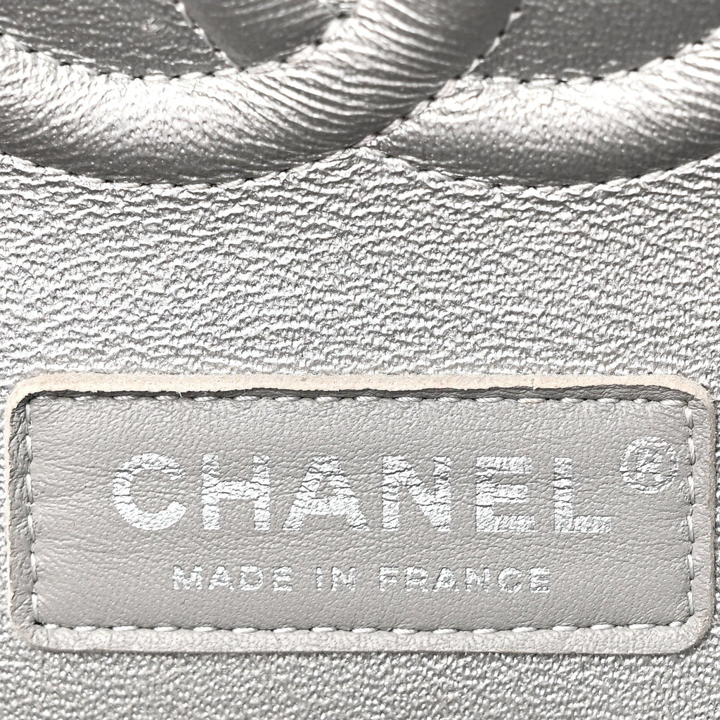 Metallic Caviar Quilted Medium Double Flap Silvery At My store