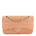 Tweed Quilted Medium Double Flap Orange Beige Multicolor At My store