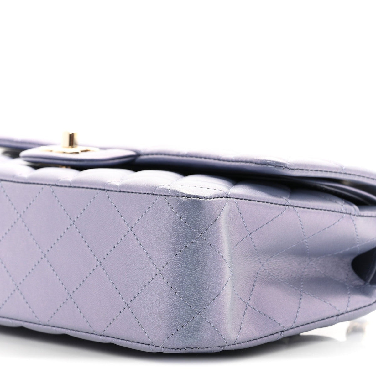Iridescent Lambskin Quilted Medium Double Flap Light Purple At My store