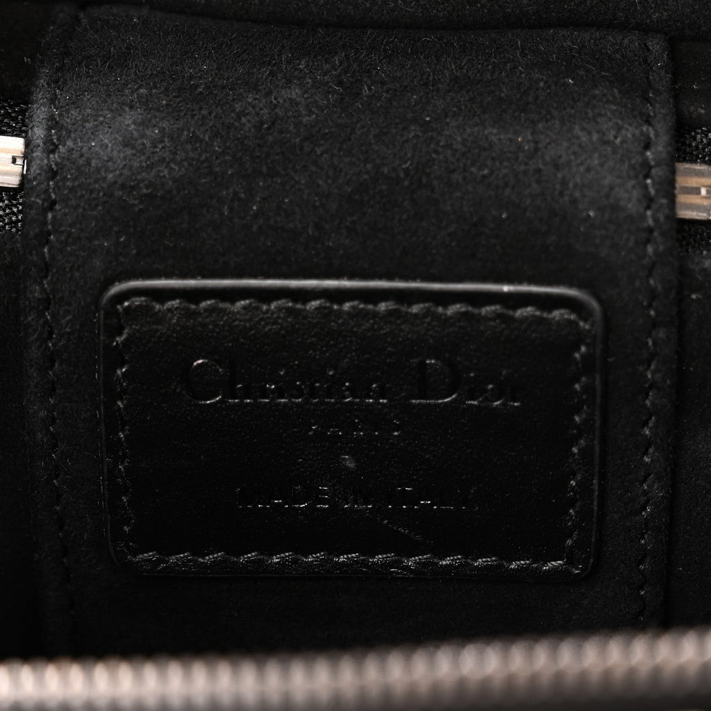 Calfskin Macro Houndstooth Embossed Micro Lady Dior Vanity Case Black White AT My store