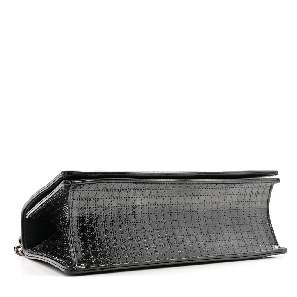 Metallic Patent Micro-Cannage Medium Diorama Flap Bag Onyx Black AT My store