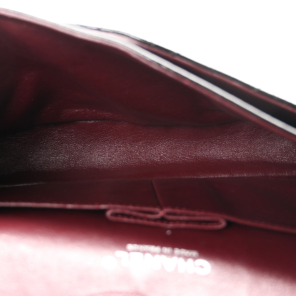 Crumpled Patent Quilted Medium Double Flap Black At My store
