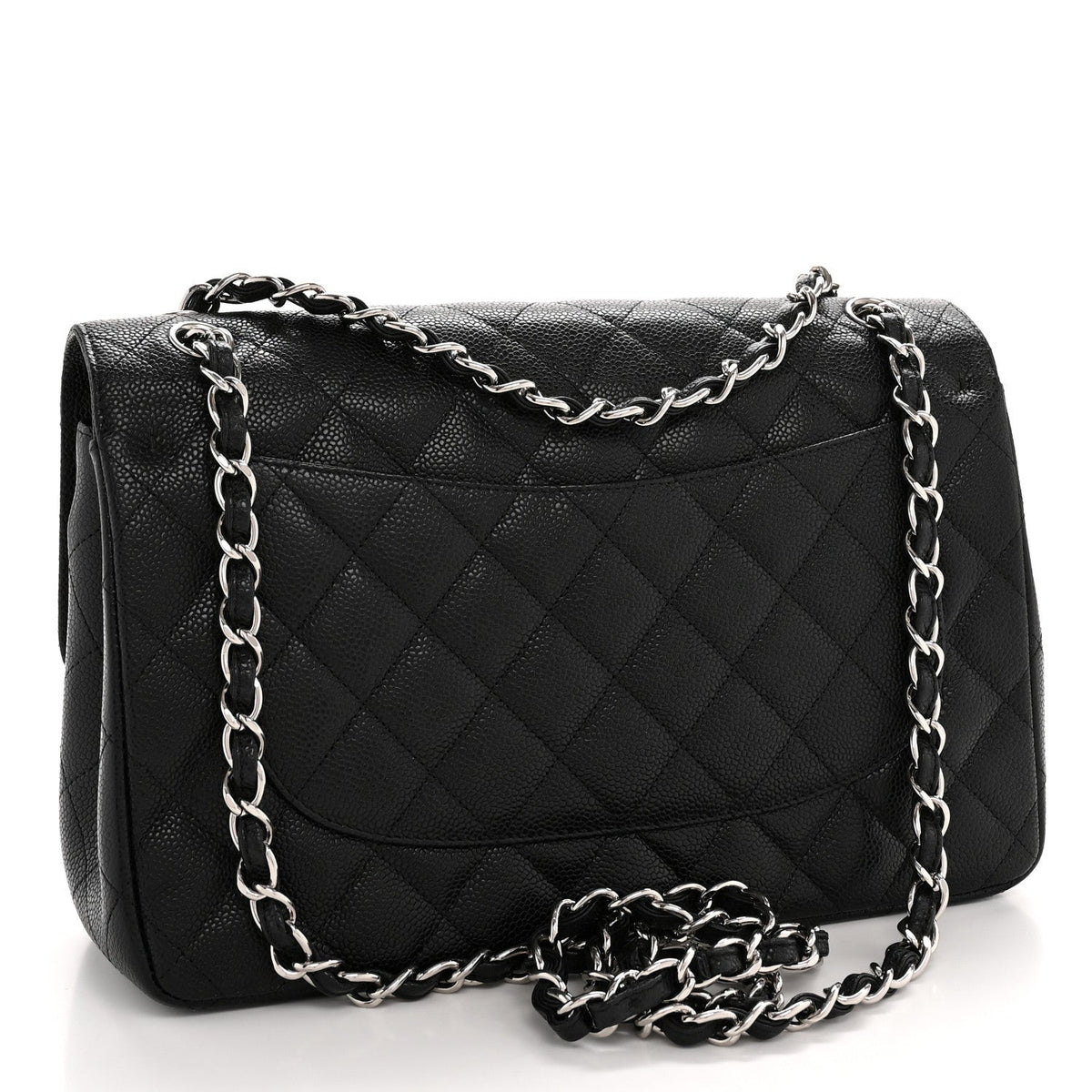 Caviar Quilted Jumbo Double Flap Black At My store
