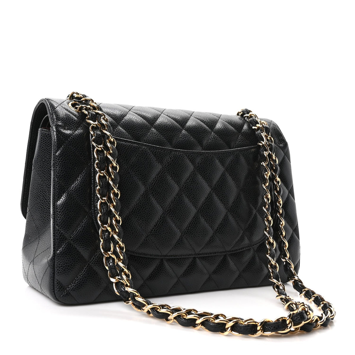 Caviar Quilted Jumbo Double Flap Black At My store
